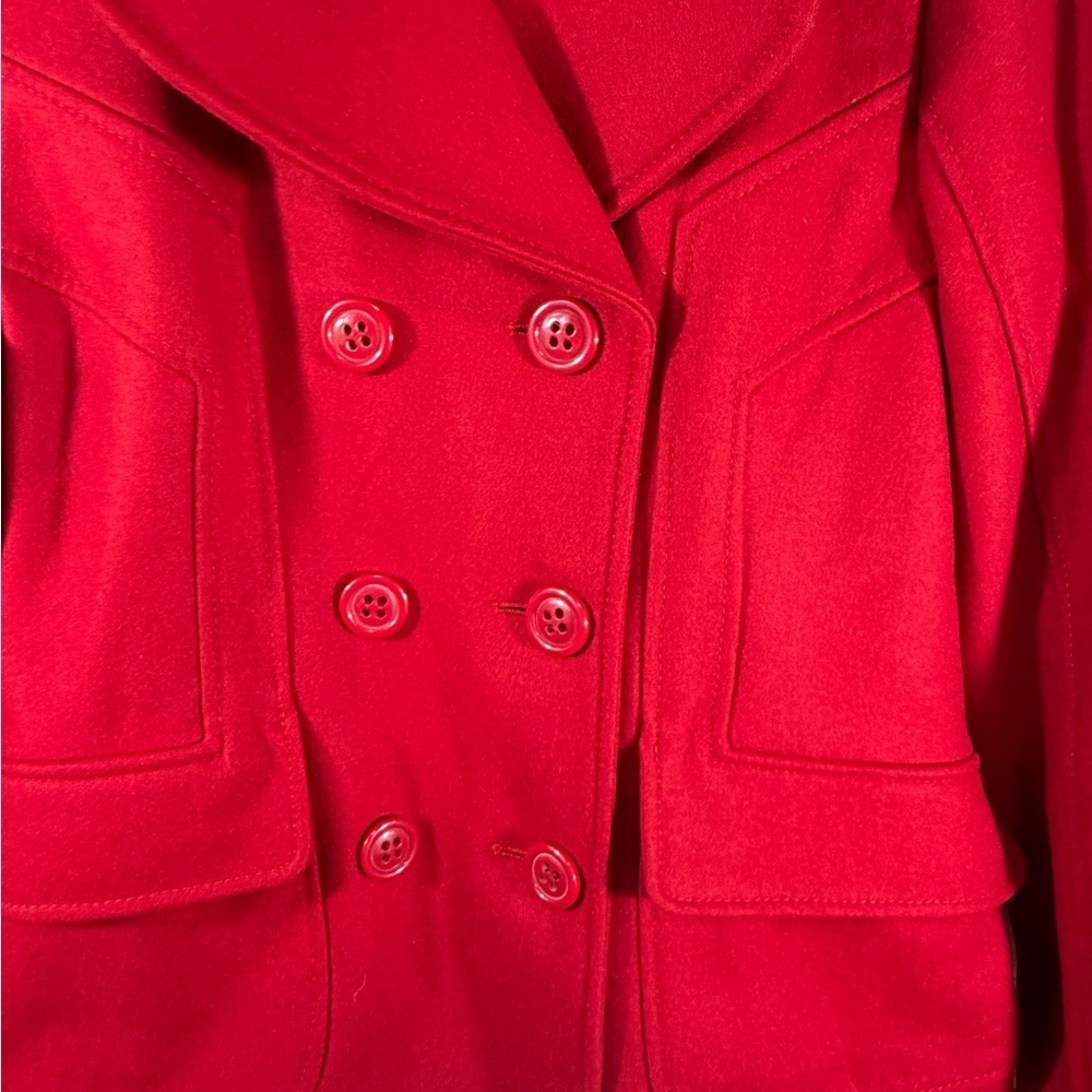 Guess Red Wool Blend Peacoat Jacket Size M cozy chic womens coat jacket - Picture 4 of 10